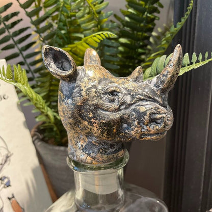 Bottle With Stopper - Antiqued Rhino