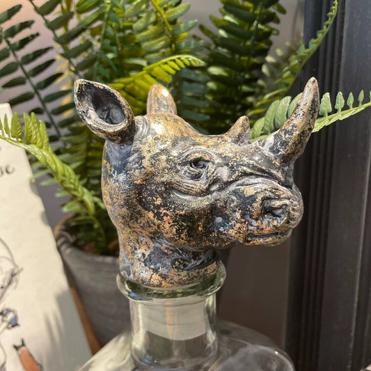 Bottle With Stopper - Antiqued Rhino