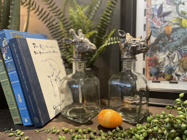 Bottle With Stopper - Antiqued Giraffe