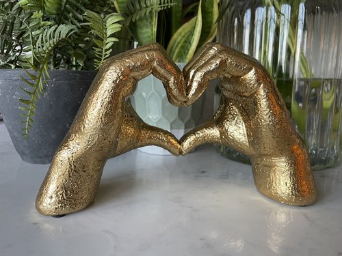 Antiqued Gold Heart Hands