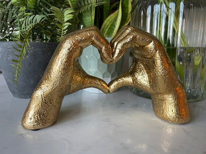 Antiqued Gold Heart Hands