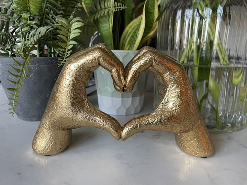 Antiqued Gold Heart Hands