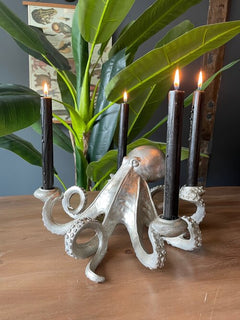 Octopus Candlestick Holder - Silver Effect