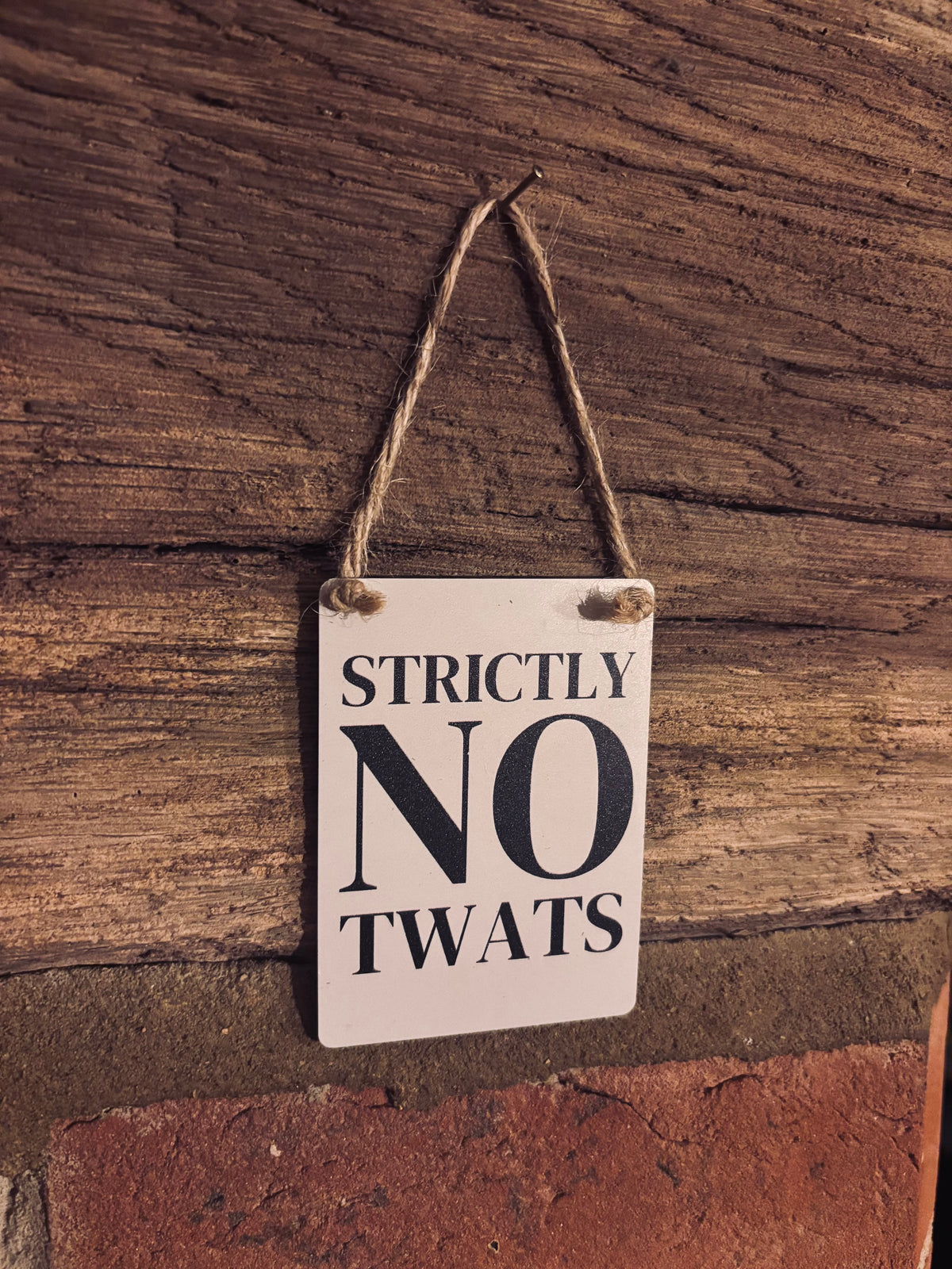Strictly No T**ts Mini Metal Sign - 9cm x 6.5cm