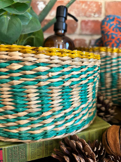 Turquoise Seagrass Planter - Set of 3