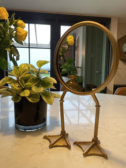 Bird Leg Mirror - Antiqued Gold Effect