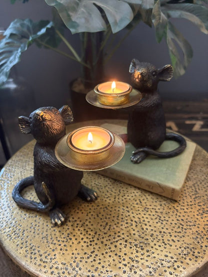 Mouse Candle Tealight Holders - Black And Gold Effect