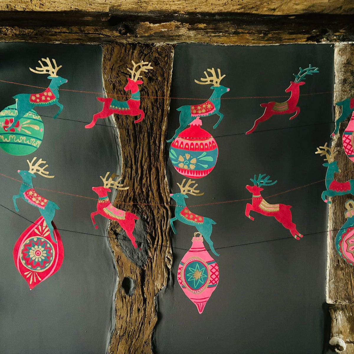 Hand Sewn Garland - Vibrant Baubles