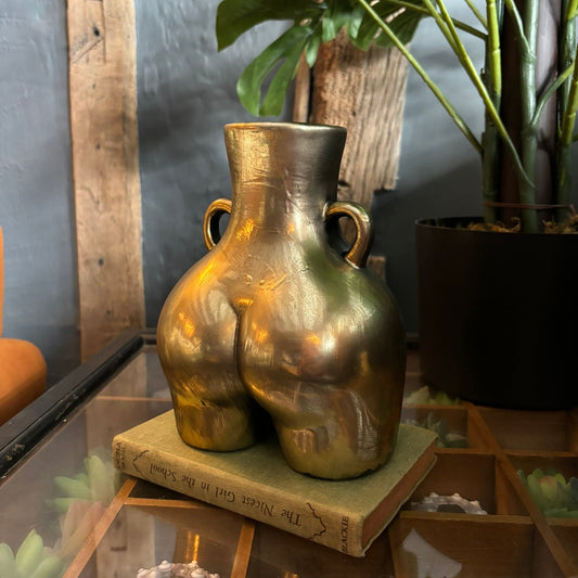Antiqued Gold Body Vase – Sculptural Decorative Vase