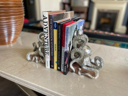 Octopus Bookends - Silver Effect