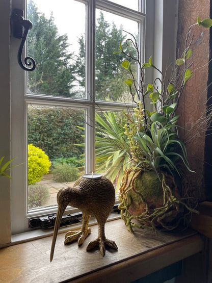 Faux Hanging Moss Ball with Plants