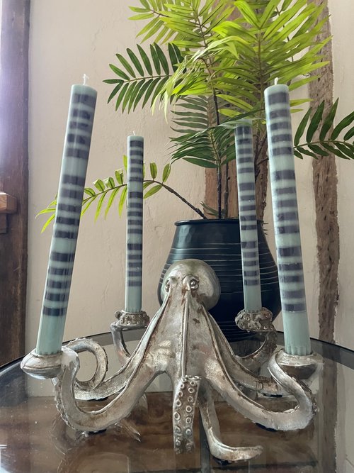 Octopus Candlestick Holder - Silver Effect