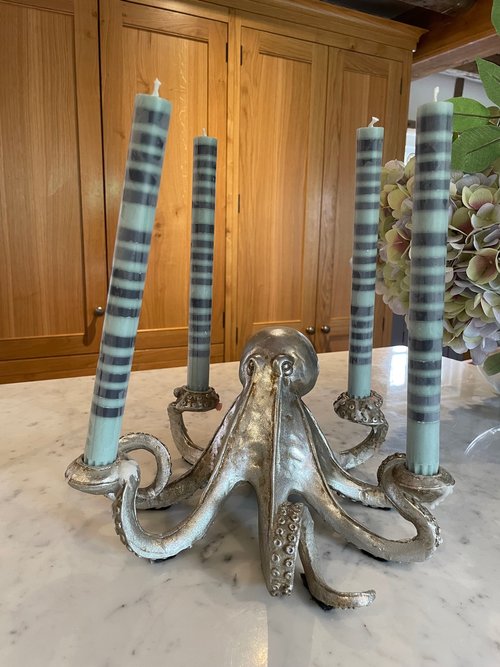 Octopus Candlestick Holder - Silver Effect