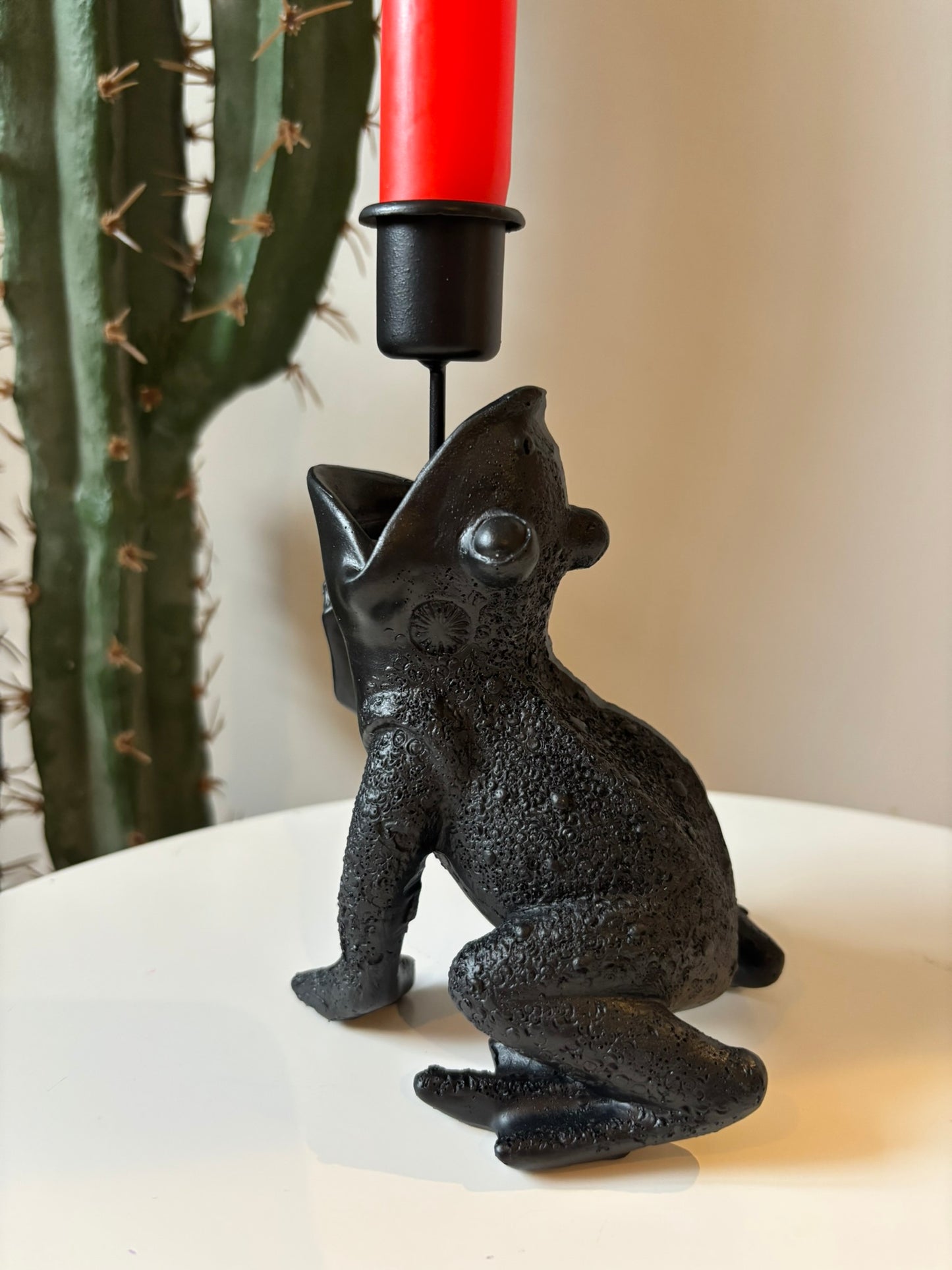 Kiss Me Black Frog Candle Holder