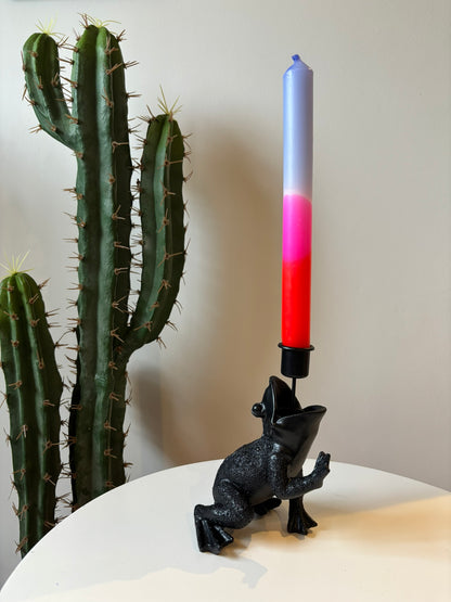 Kiss Me Black Frog Candle Holder