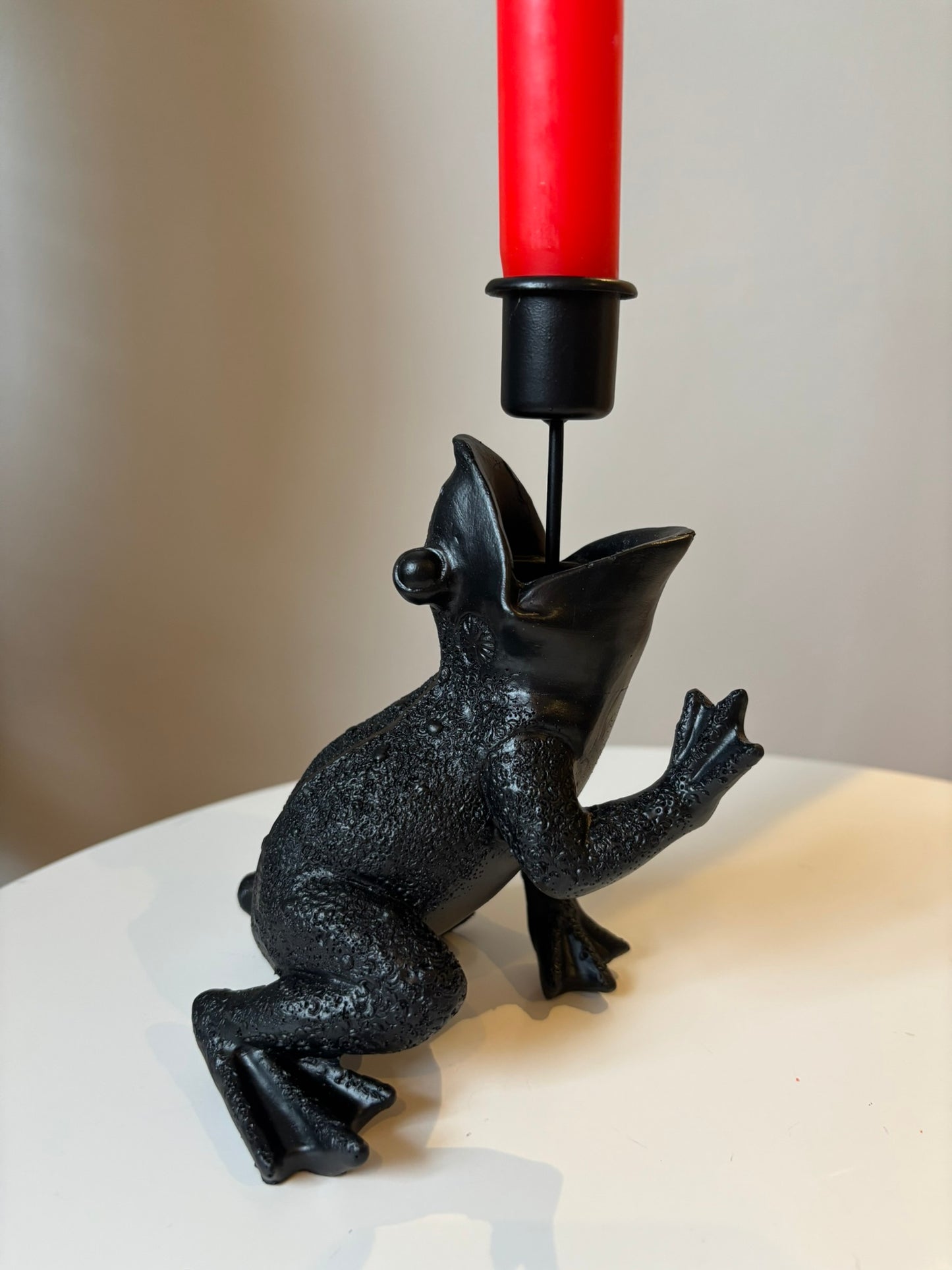 Kiss Me Black Frog Candle Holder