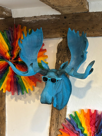 Wall Mounted Head - Marvin The Electric Blue Moose
