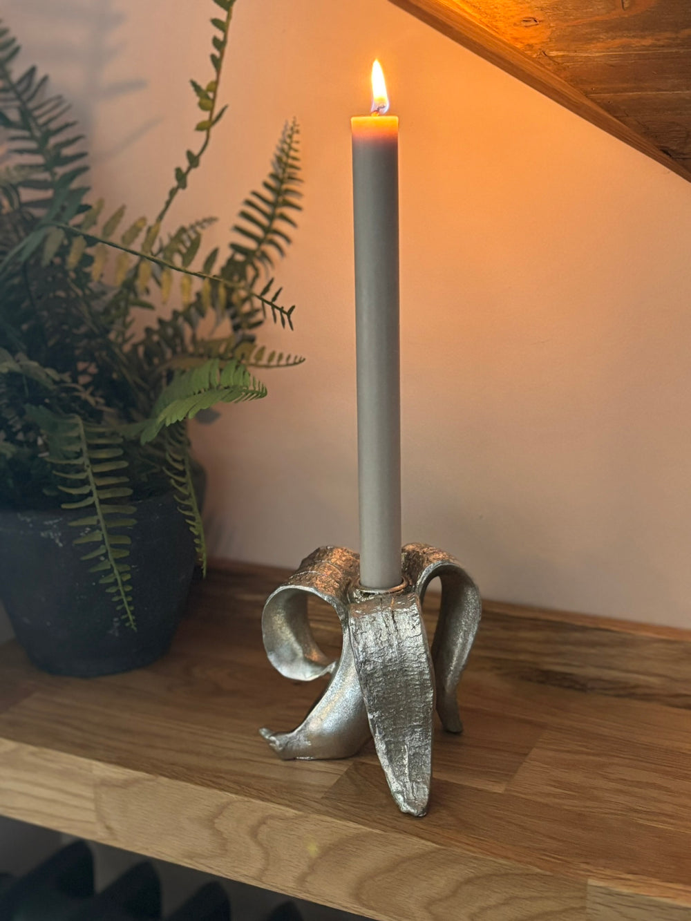 Banana Candle Holder - Silver Effect