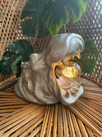 Hippo Lamp - Antiqued Silver
