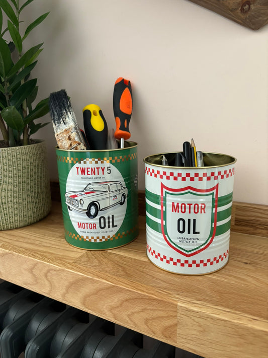 Motor Oil Storage Tins - Set of 2