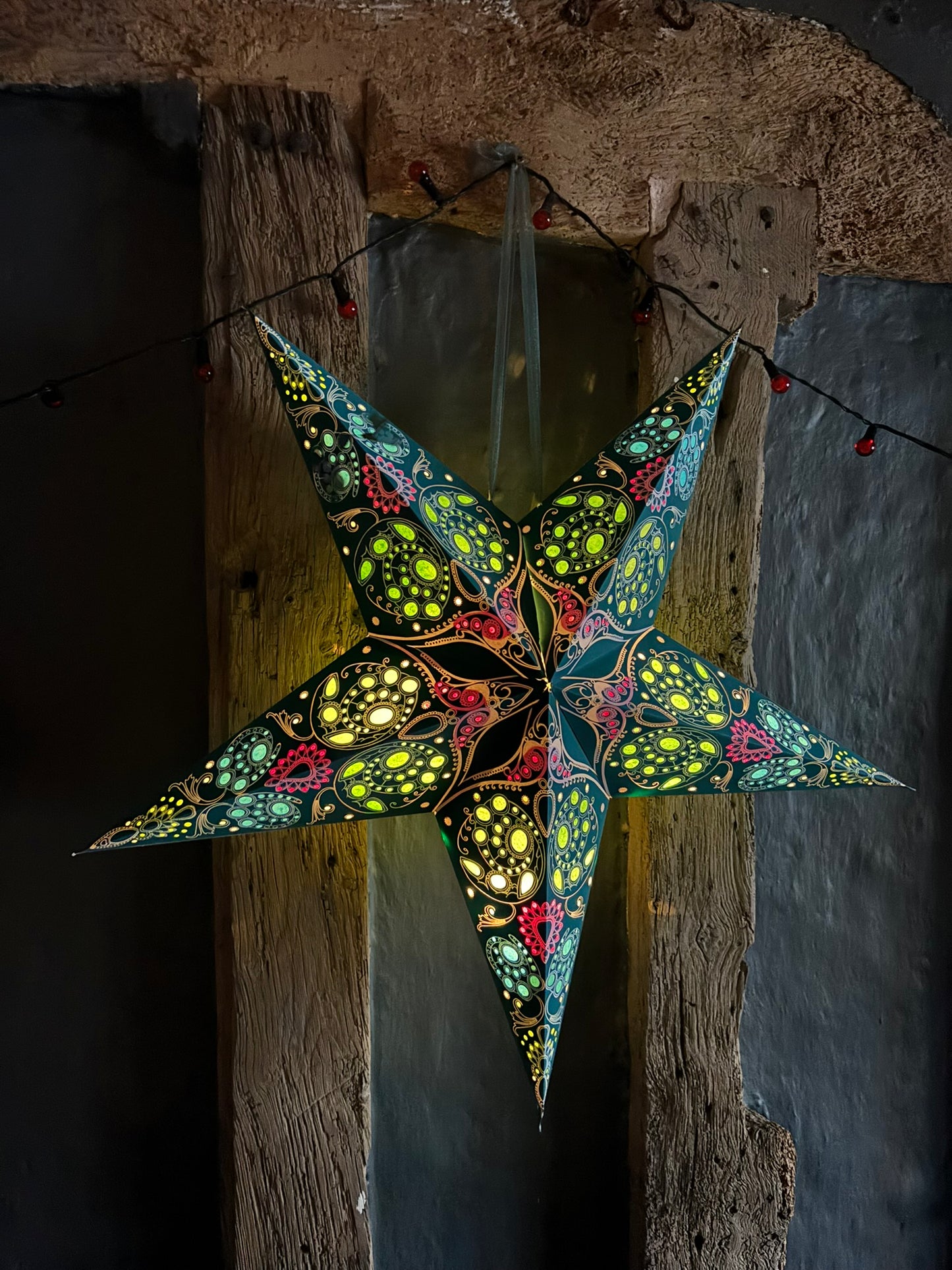 Hanging Star Light - Damask Aquamarine