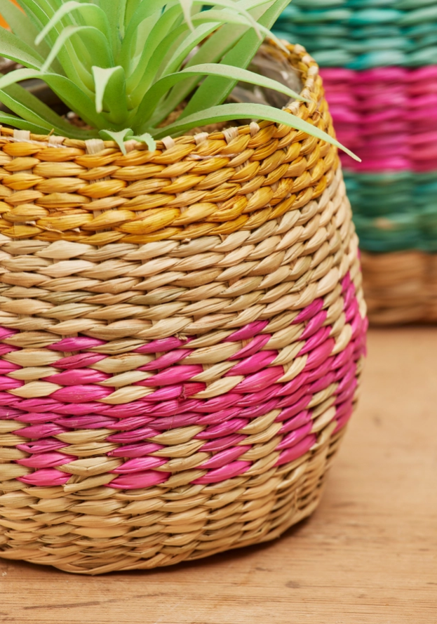 Stripe Seagrass Planters - Set of 2