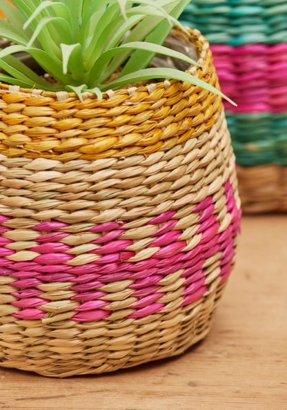 Stripe Seagrass Planters - Set of 2