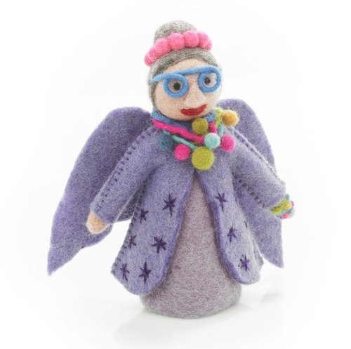 Handmade Felt Funky Fairy Godmother Christmas Tree Topper - Purple