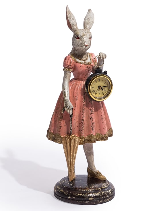 Lady White Rabbit Clock