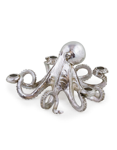 Octopus Candlestick Holder - Silver Effect