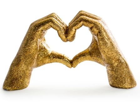 Antiqued Gold Heart Hands