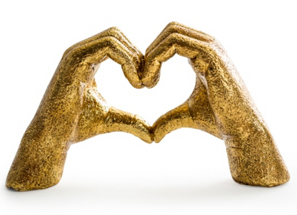 Antiqued Gold Heart Hands