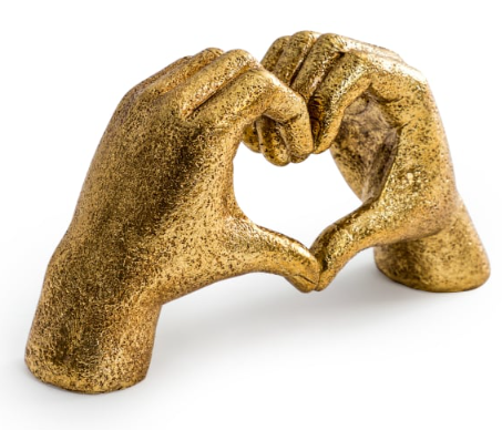 Antiqued Gold Heart Hands