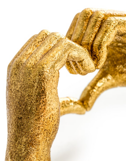 Antiqued Gold Heart Hands
