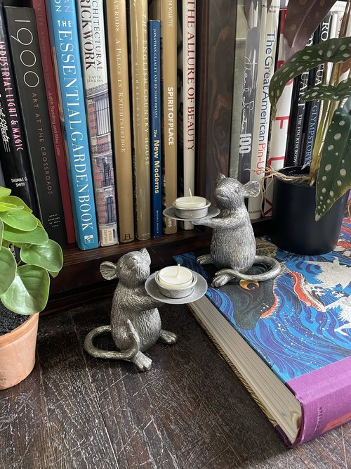 Mouse Tealight Candle Holders - Silver Effect