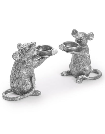 Mouse Tealight Candle Holders - Silver Effect