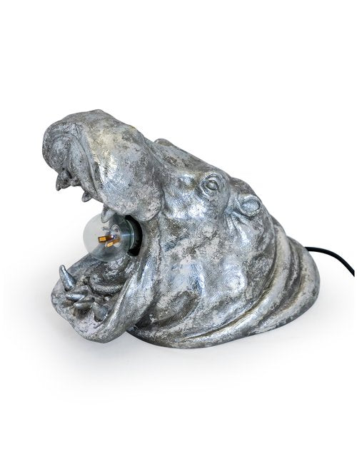 Hippo Lamp - Antiqued Silver