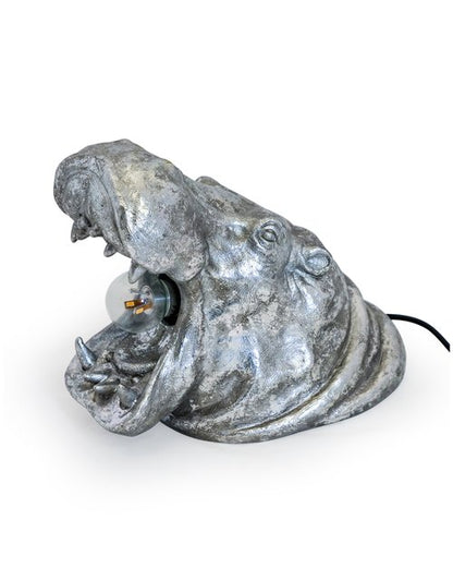 Hippo Lamp - Antiqued Silver