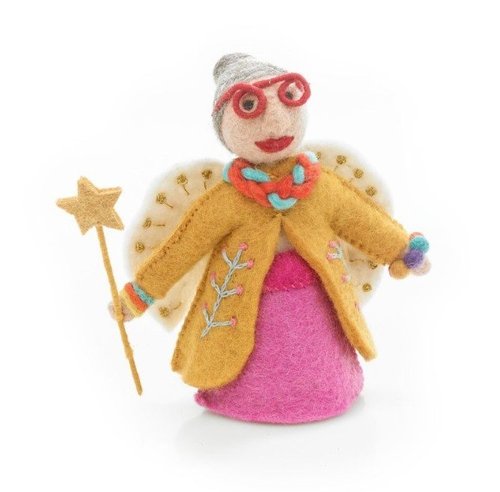 Handmade Felt Funky Fairy Godmother Christmas Tree Topper - Yellow