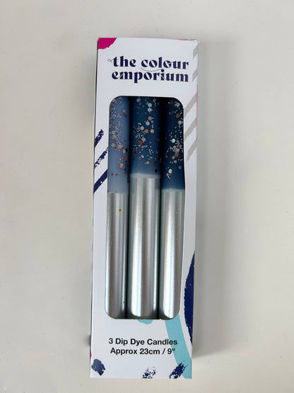 Starry Starry Night Dip Dye Dinner Candle Trio