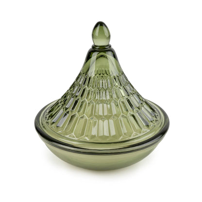Green Embossed Glass Candle