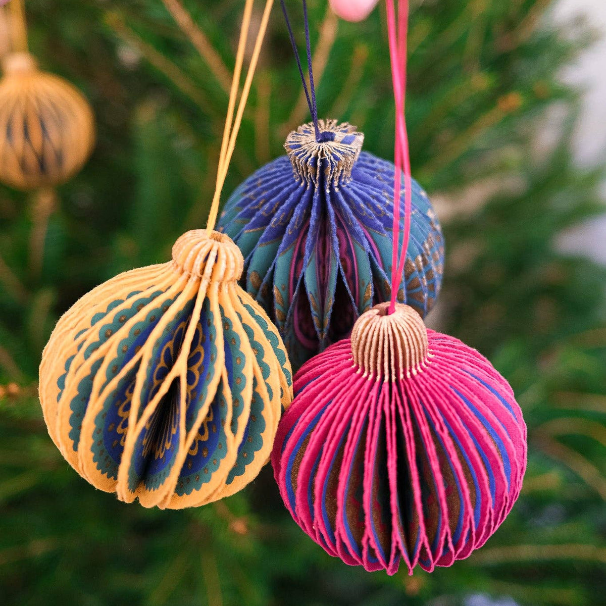 Yellow Christmas Honeycomb Bauble