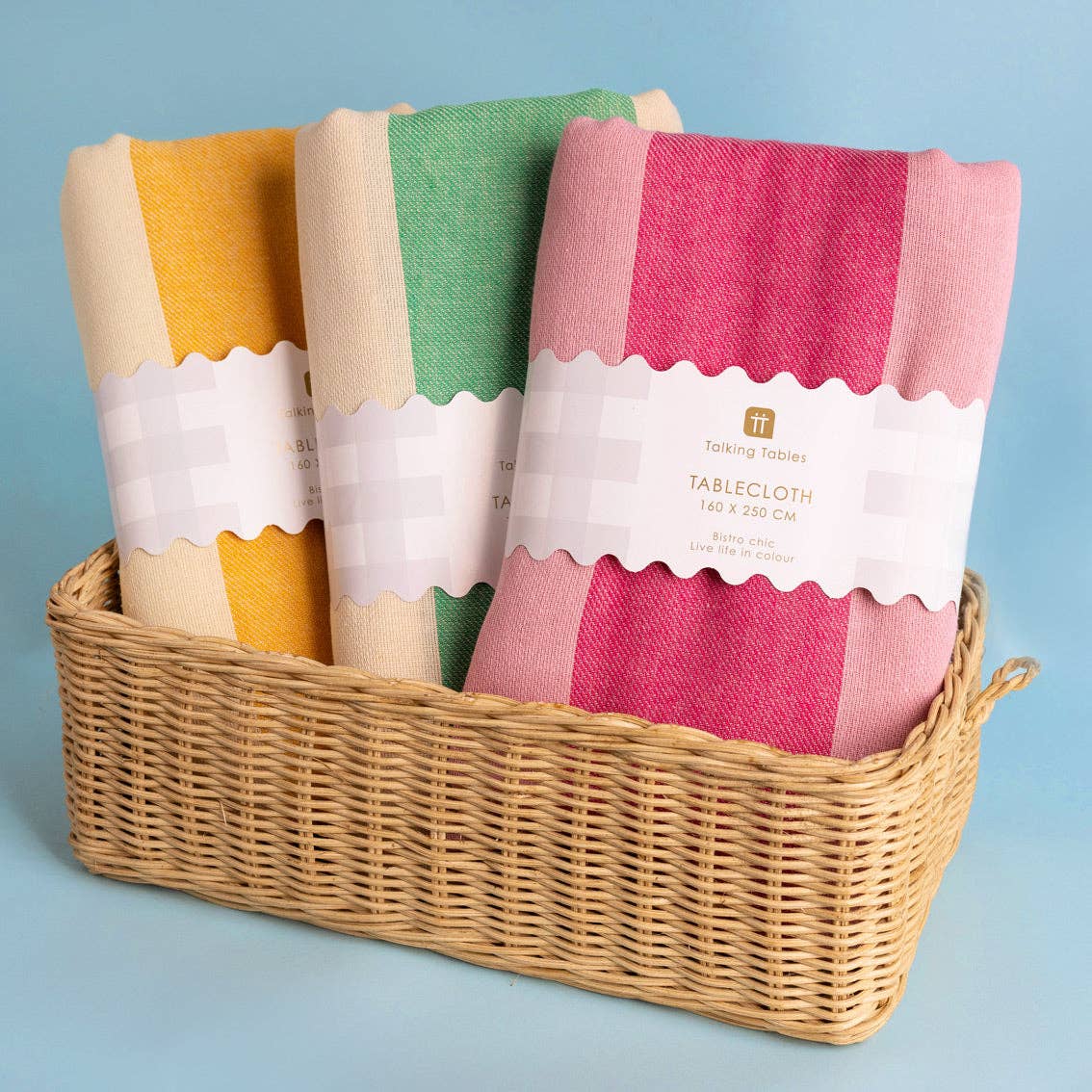 Yellow Stripe Cotton XL Tablecloth - 160cm x 250cm
