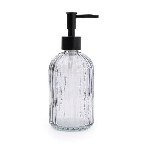Smoked Ridged Glass Soap Dispenser