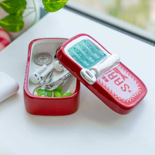Ceramic Trinket Box Sardine Can