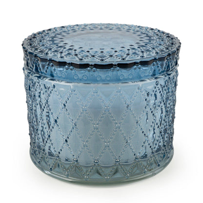 Blue Round Embossed Candle Jar