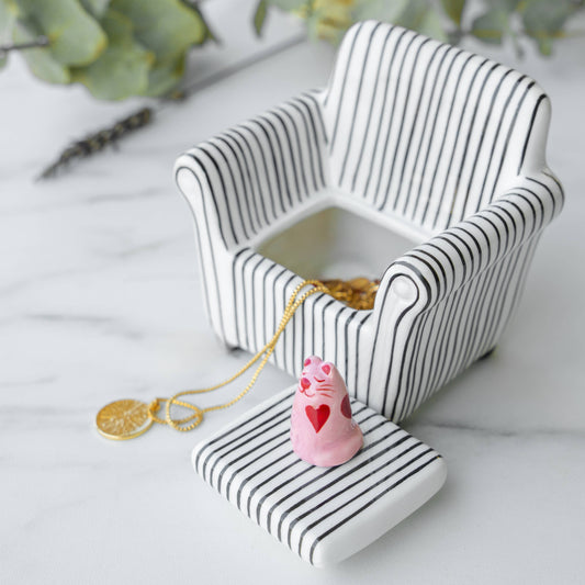 Ceramic Trinket Box Armchair Cat