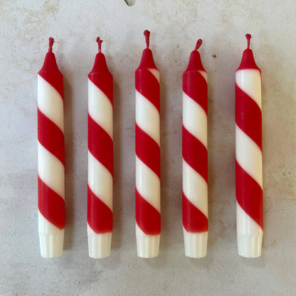 Candles - Red & White Candy Cane Pack of 2