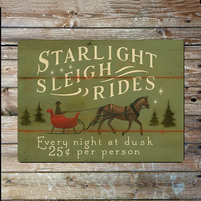 Starlight Sleigh Rides Metal Sign - 8 x 10 inches