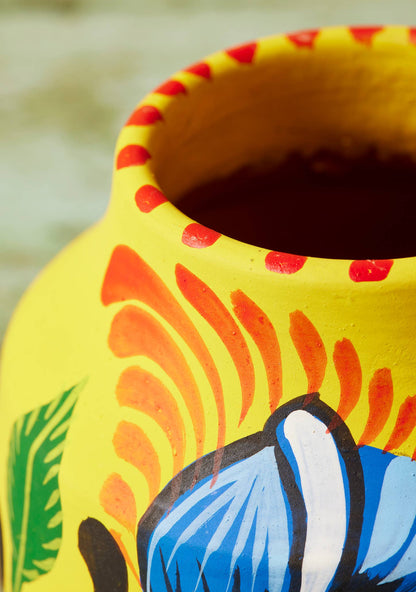 Handpainted Boyam Pot/Vase - Yellow